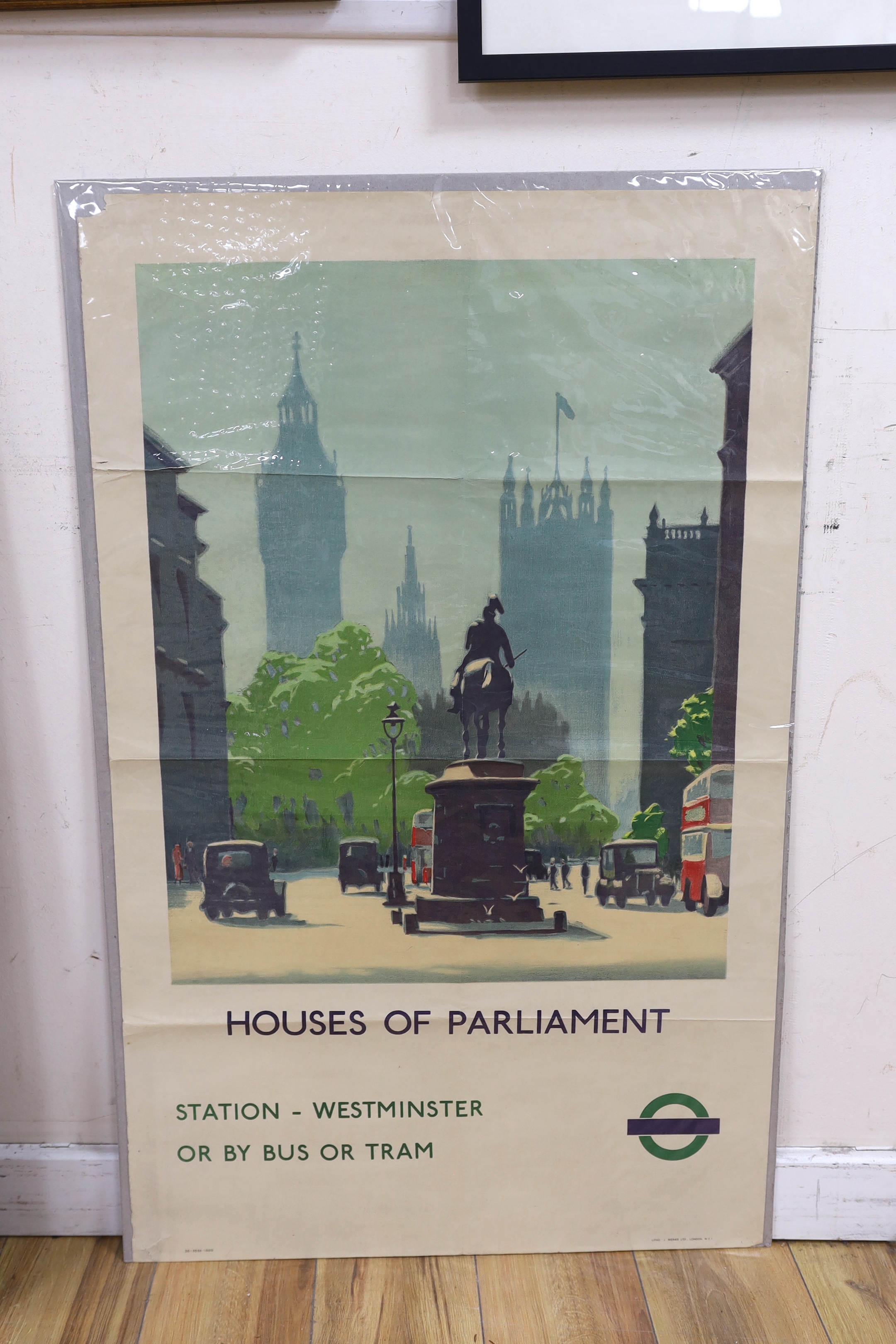 Herbert Alker Tripp (1883-1954), lithographic poster for London Underground, 'Houses of Parliament Station - Westminster or By Bus or Tram', by J Weiner Ltd 1935, 101.5 x 63cm, unframed